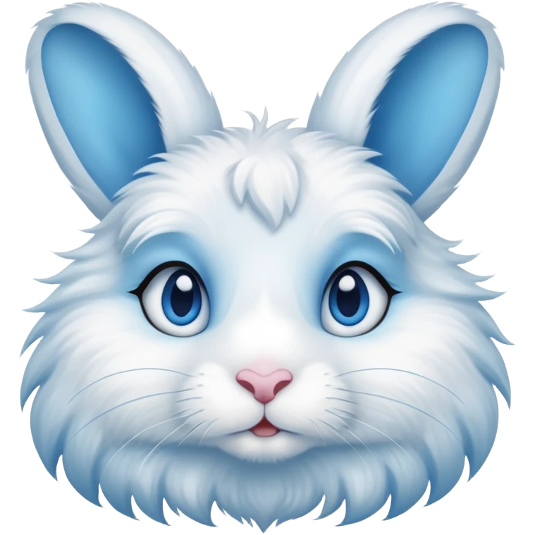 blue and white rabbit with ocean blue eyes emoji