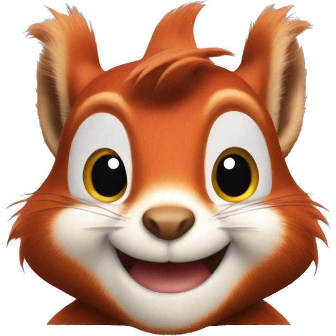 A smiling red squirrel with tufted ears and a light grey beanie  emoji