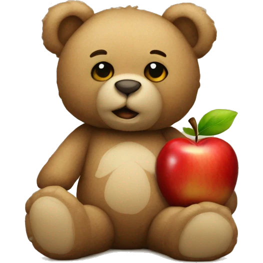 Teddy bear with apple emoji