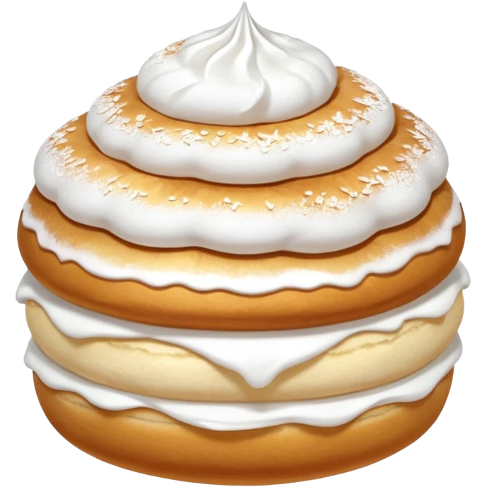 semla bun with fluffy cream in the middle and powdered sugar the top bun emoji