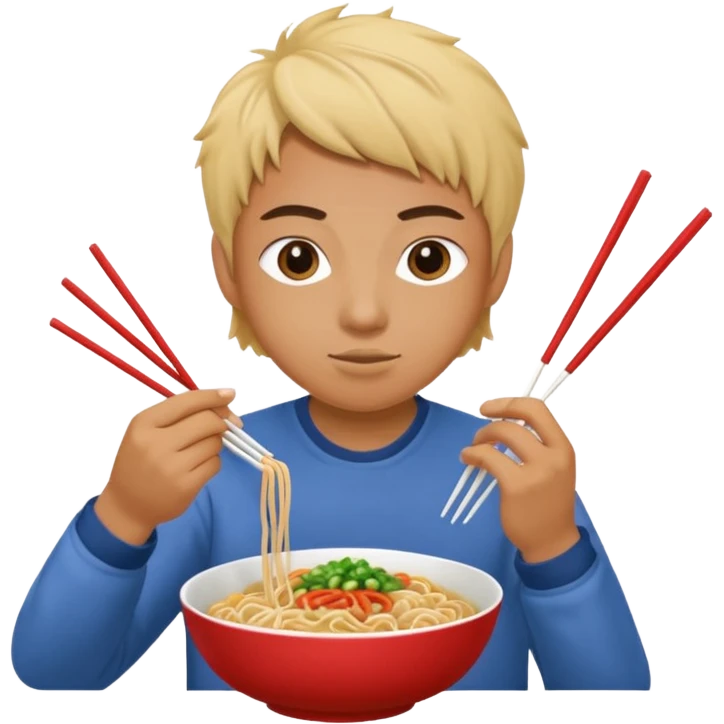 Create a person having noodles dinner. emoji