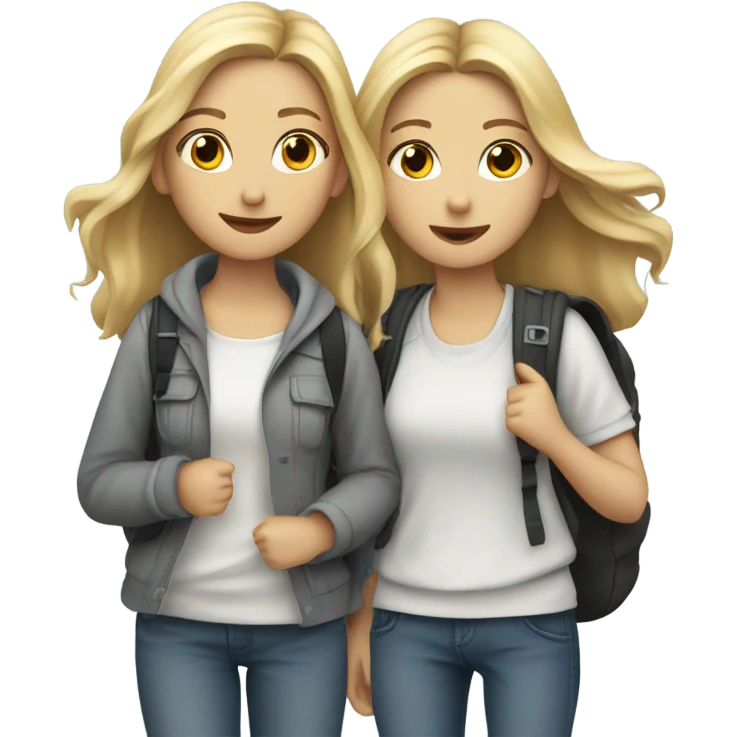 Two blonde girls traveling  emoji