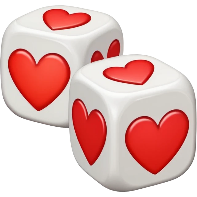 two dices in with red heart details emoji