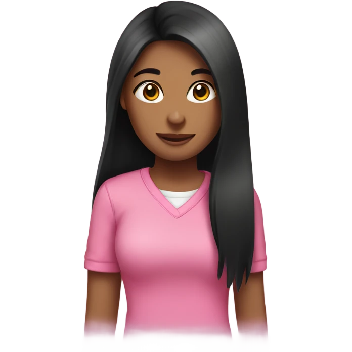 Girl with long black hair and is wearing a pink shirt emoji