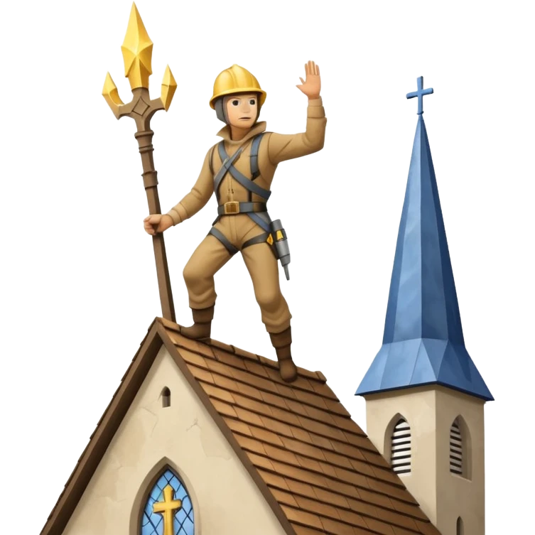 steeplejack man lightning strike on a church spire emoji
