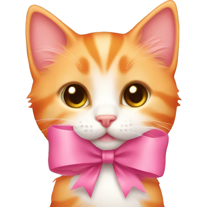 Orange kitten with a pink bow emoji