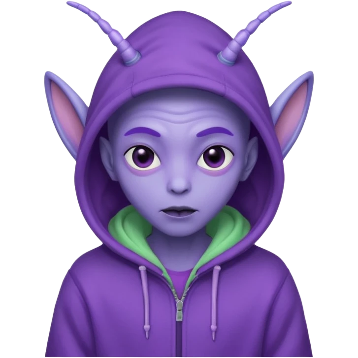 Aliens Purple pastel, having antennas, hoodie but not overhead emoji