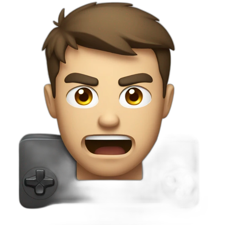 men cartoon very angry while play video games emoji