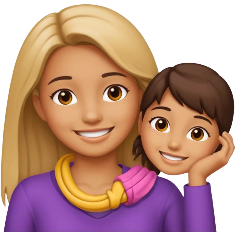 Girl holding neck and smiling emoji
