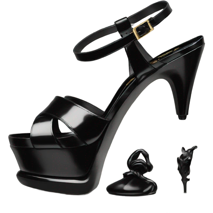 YSL TRIBUTE heels SANDAL black PATENT LEATHER emoji