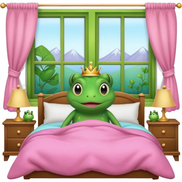 Princesse frog in her bedroom with pink sweater emoji