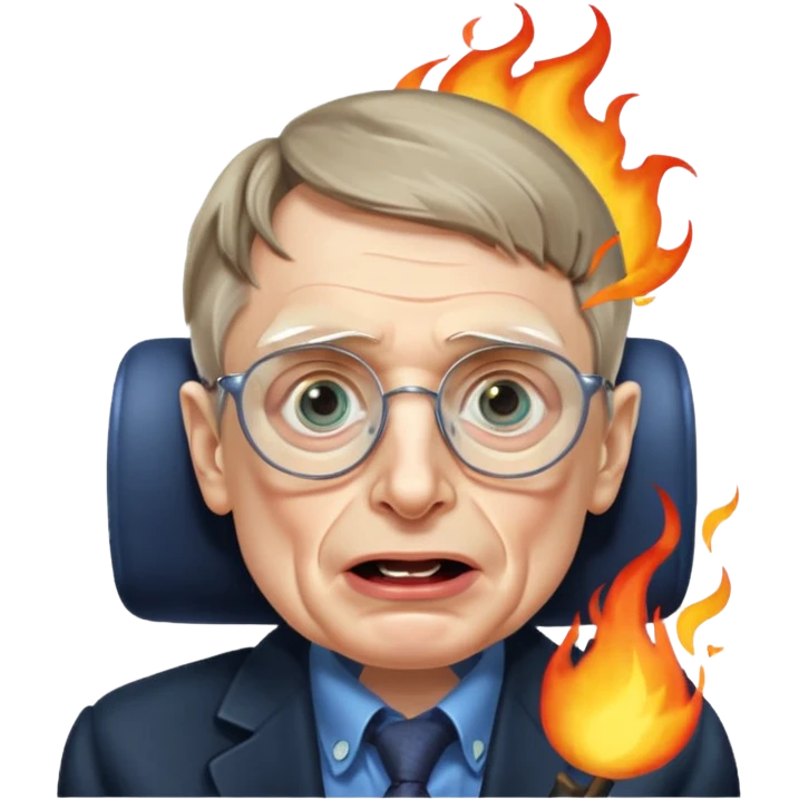 make an emoji of stephen hawking smoking weed, rolling his eyes like undertaker and spitting flames, with laser eyes  emoji