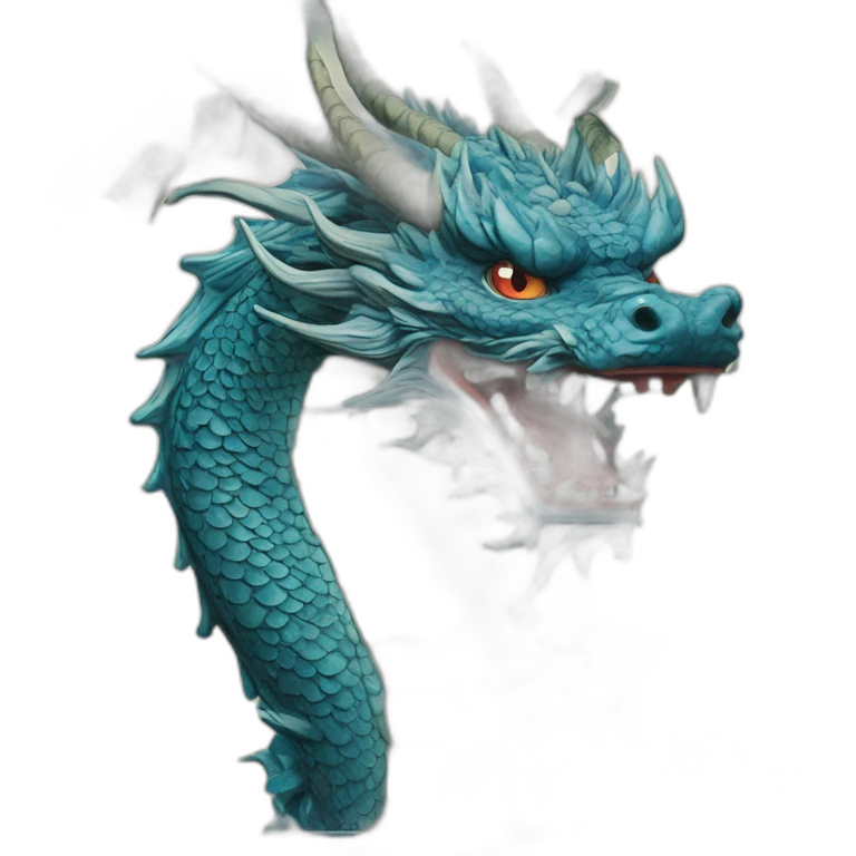 ukiyoe blue dragon with cash emoji