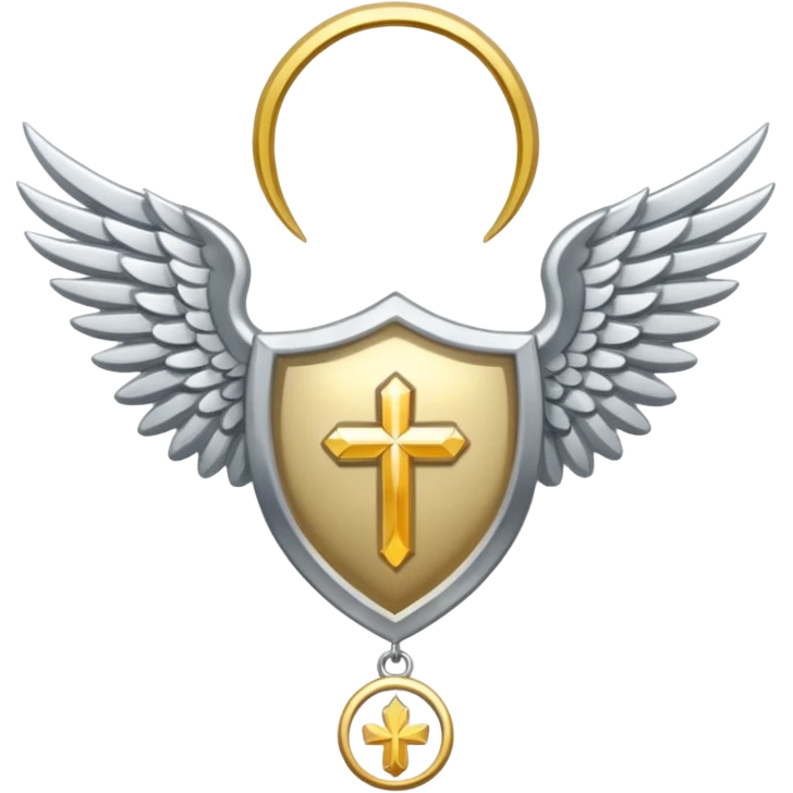 Holy Saint  Emblem with Silver wings emoji