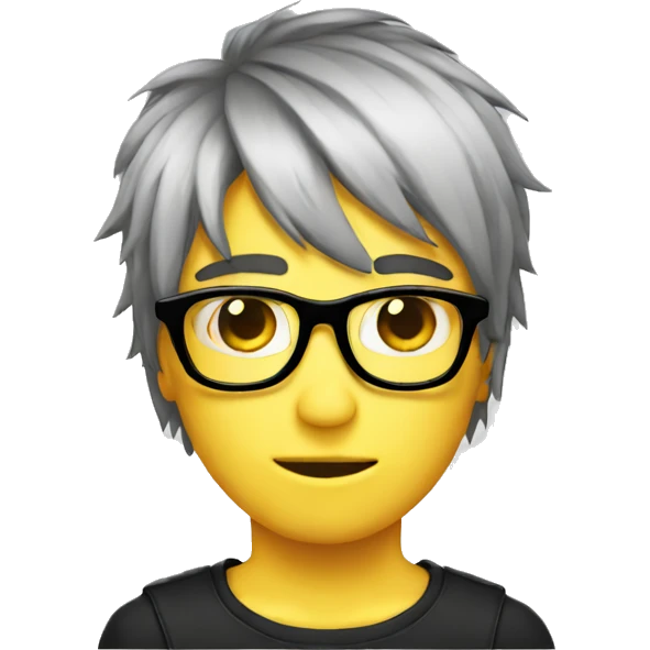 Nerd emoji with emo hair emoji