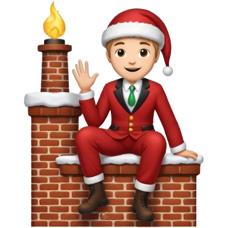 Cristmas male sit down on a chimney emoji