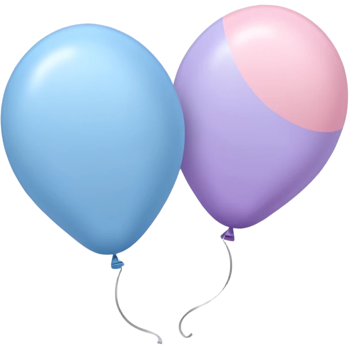 Three balloons set emoji, each of the balloon's color is light pastel blue, pastel pink, and pastel purple. IOS emoji style. emoji