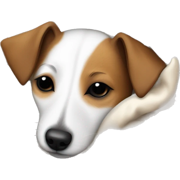 Jack Russell  terrier sleeping cozy in blanket  emoji