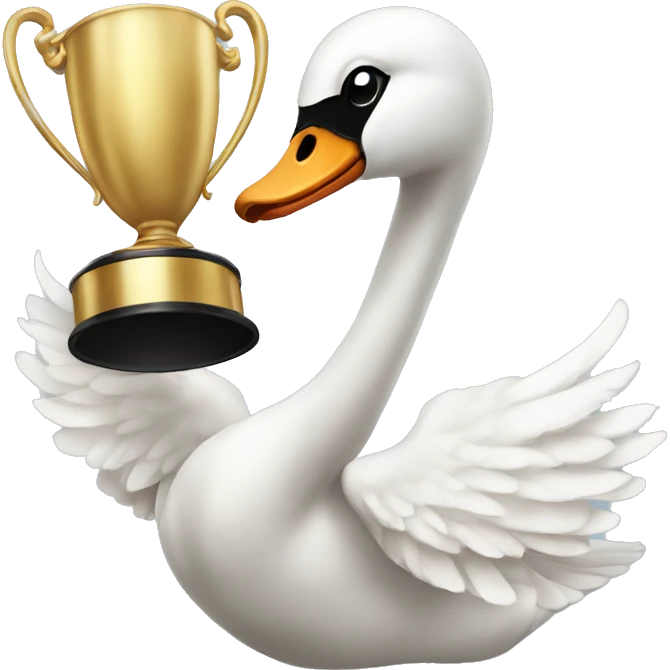 swan holding a trophy above its head emoji