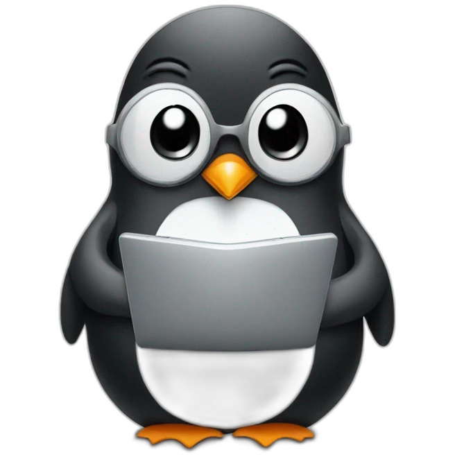 cool penguin with one grey laptop emoji