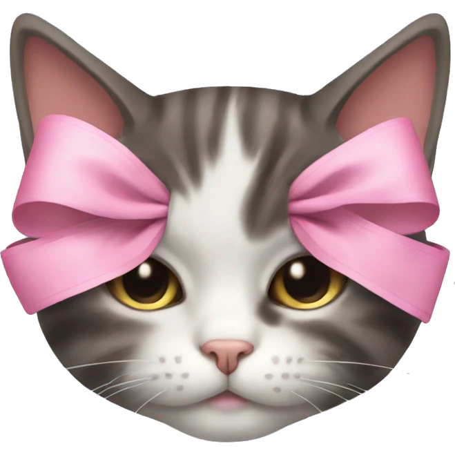 cat sleeping with pink bows on emoji