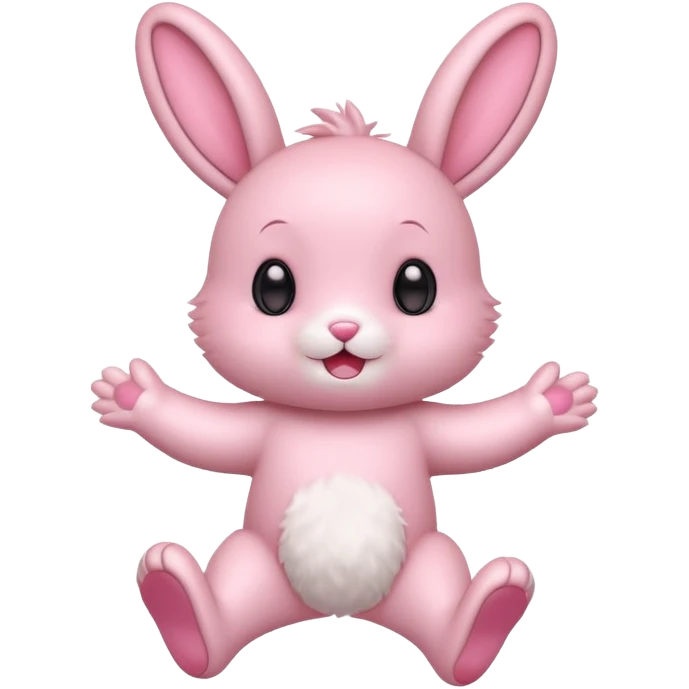 Exited pink bunny, kawaii chibi fluffy ears and body jumping of excitement  emoji