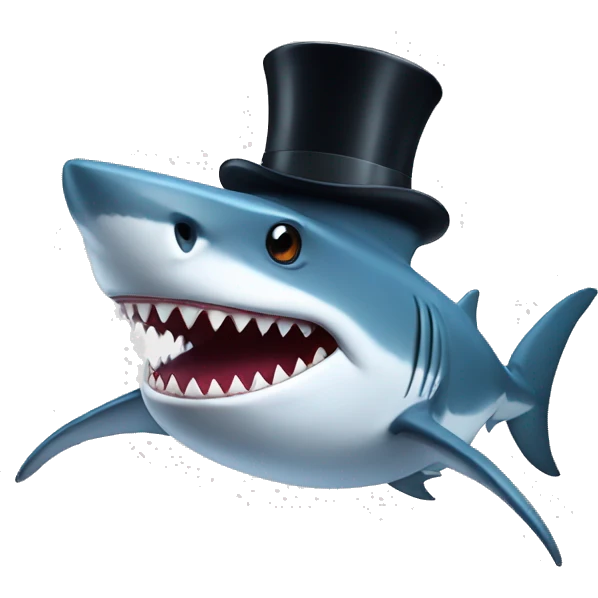 Shark with a top hat emoji