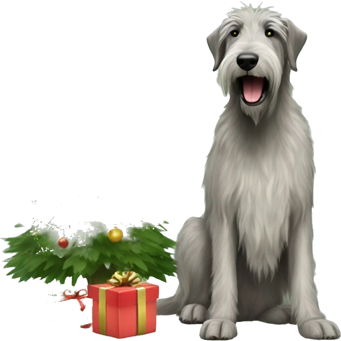  Irish wolfhound dog and christmas tree emoji