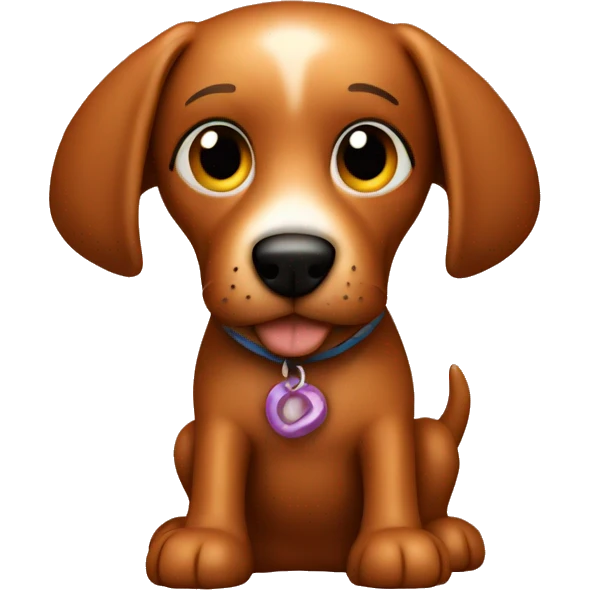 Copper dog with toy emoji