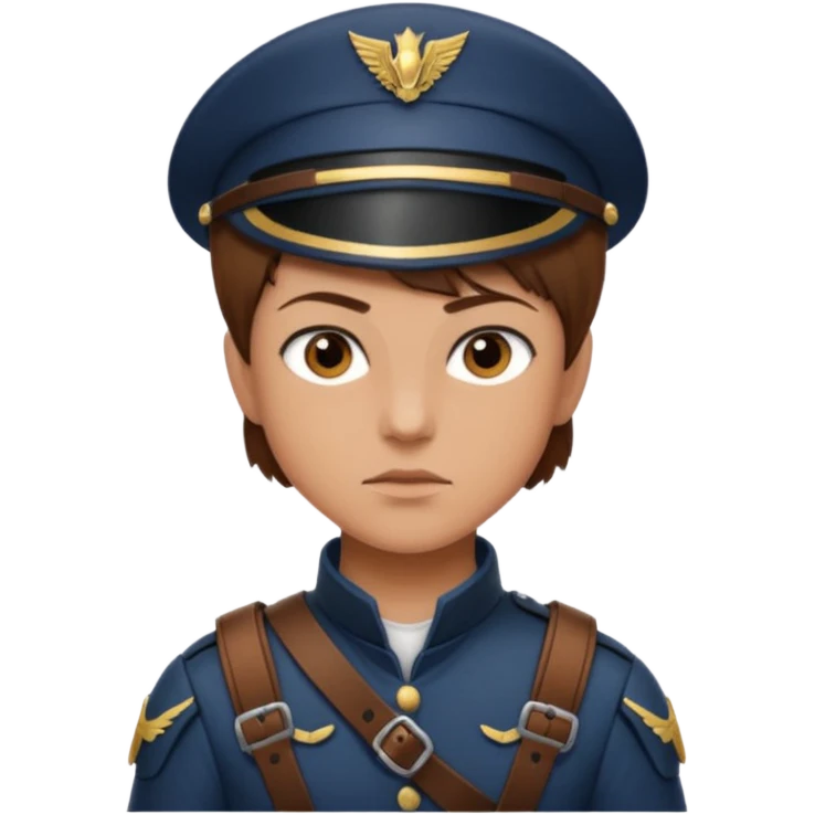 A young legionnaire with short hair, leather straps, and determined focused eyes.
 emoji