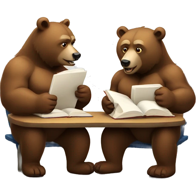 two strong bears studying emoji