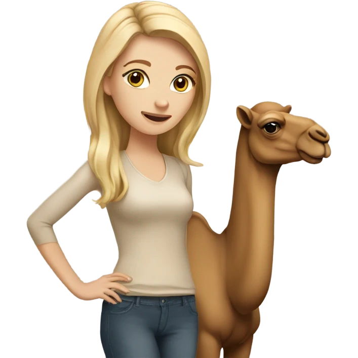 White girl with camel emoji