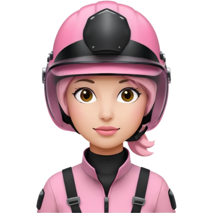 pink power ranger, woman emoji, with helmet on, black visor emoji