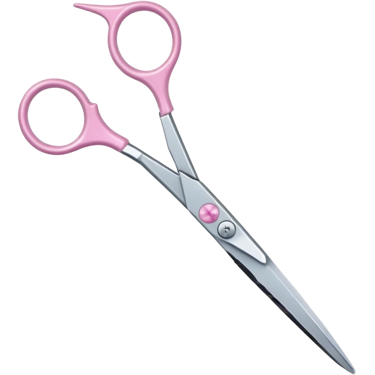 chrome hairdressing scissors, pastel pink handle, shiny, iOS Apple emoji style emoji