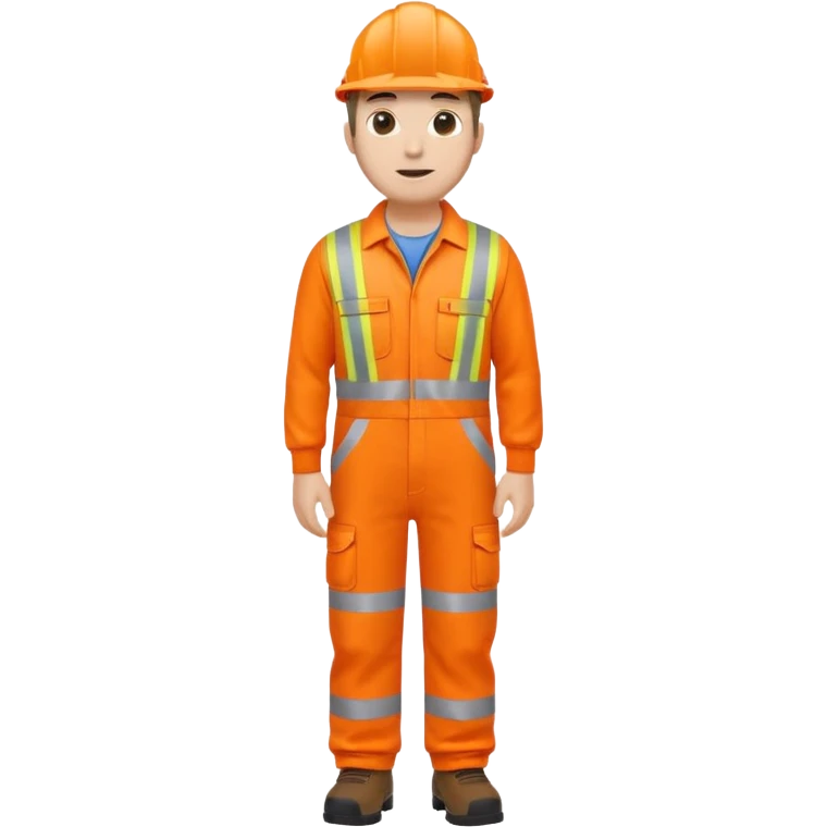 engineer hi-vis orange overalls standing full body emoji