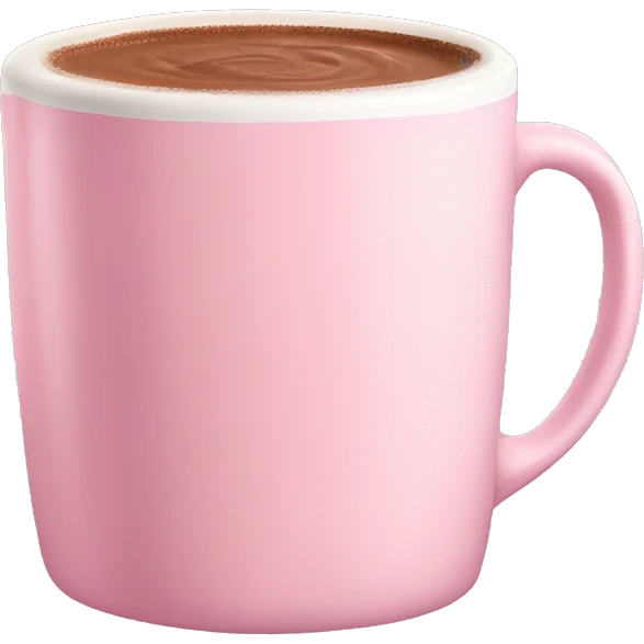 Light Pink mug of hot chocolate  emoji