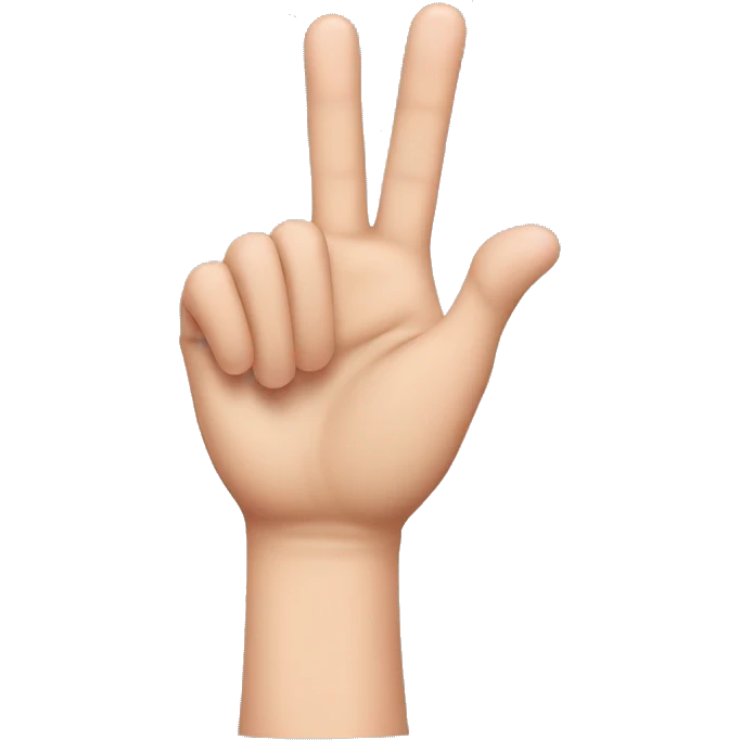 make a hand with with five fingers. the pointer finger, the thumb, and the middle finger should be pointed outward. the pinkie and the other finer should be pointing downward emoji