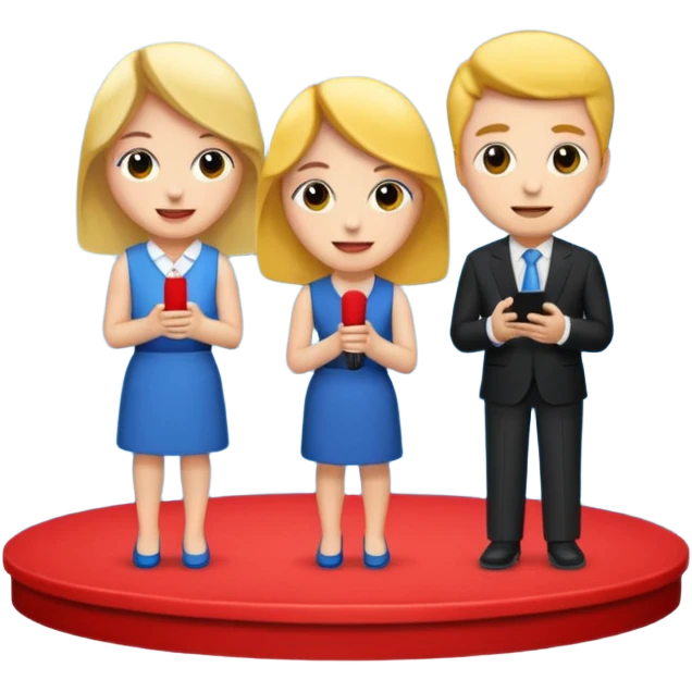 interview, three people, on stage emoji