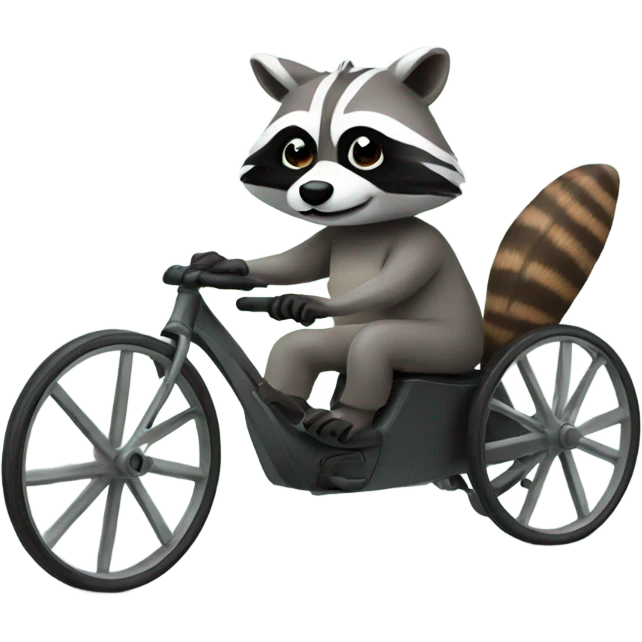 Raccoon riding a recumbent bike emoji