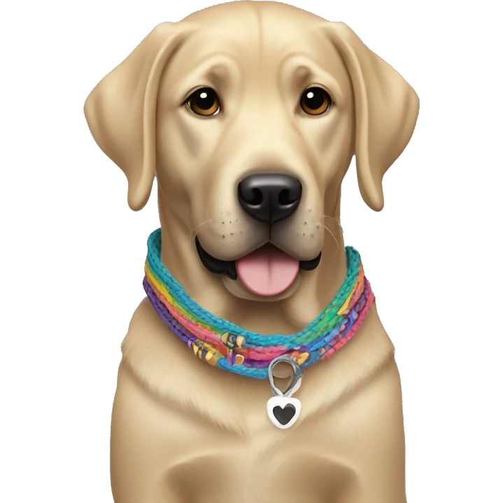 black labrador retriever with friendship bracelets emoji