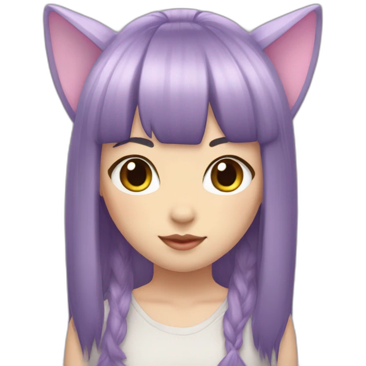 light-purple-blunt-bangs-mullet-hair-cat-ear-japanese-girl emoji