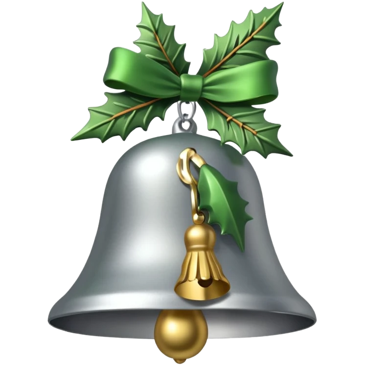  silver christmas bell with pine  emoji