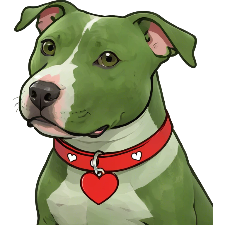 Black and white pit bull with hearts emoji