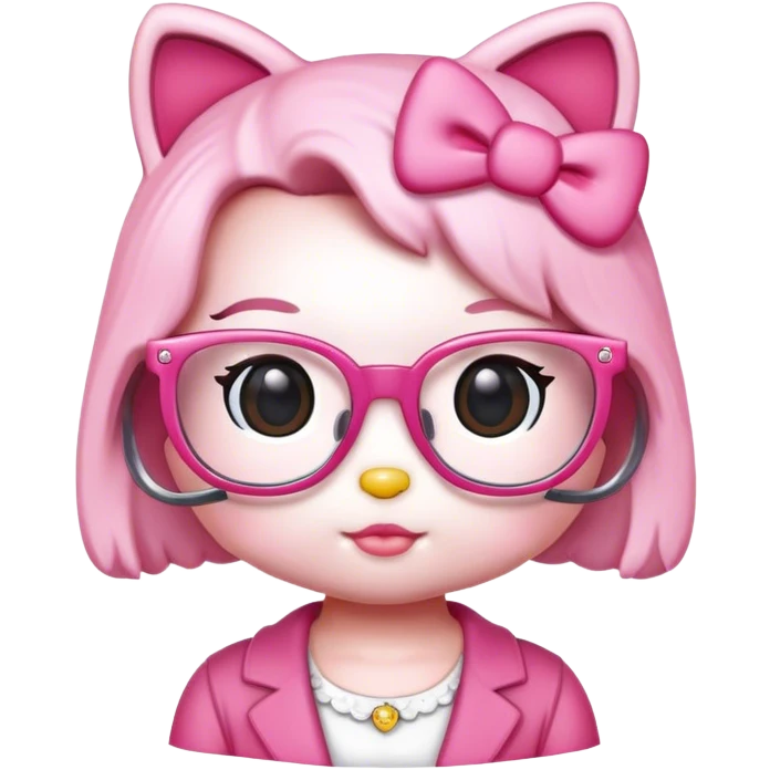 Hello Kitty pink with cute glasses emoji
