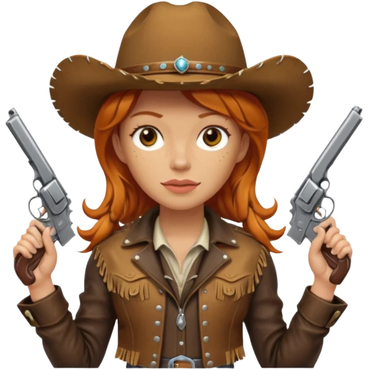 Ginger cowgirl with 2 pistols emoji