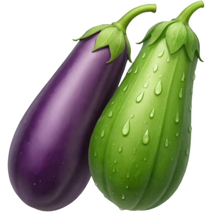 Detailed dripping veiny wet long cucumber shaped eggplant with ridges veins along body emoji