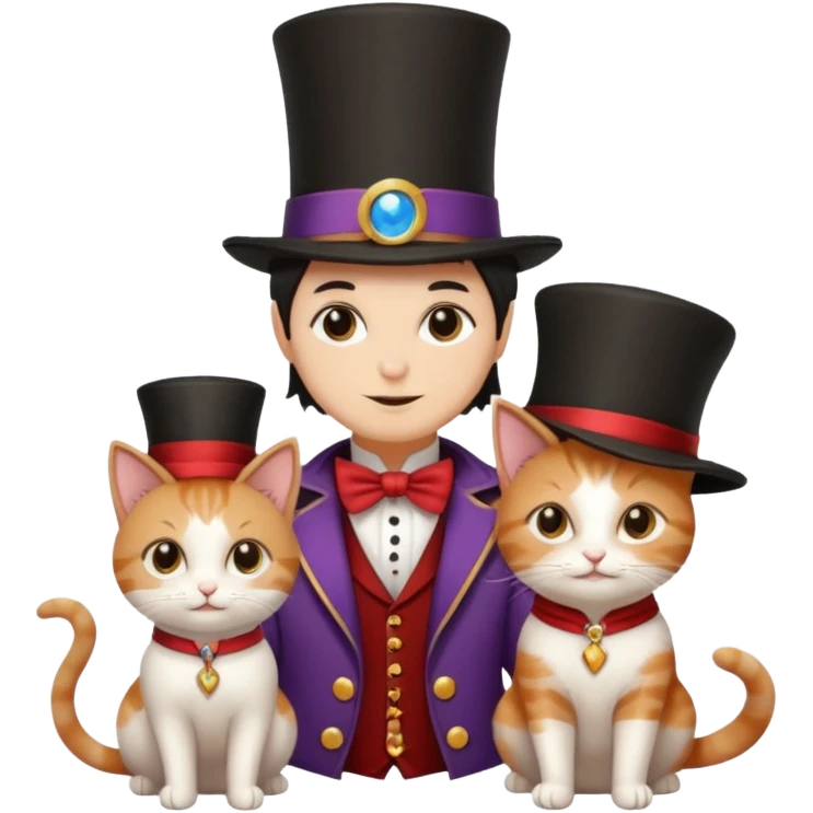 magician couple and their pet cat emoji