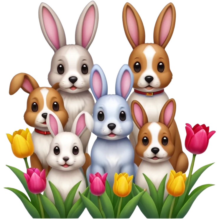 Dogs bunnies and tulips emoji