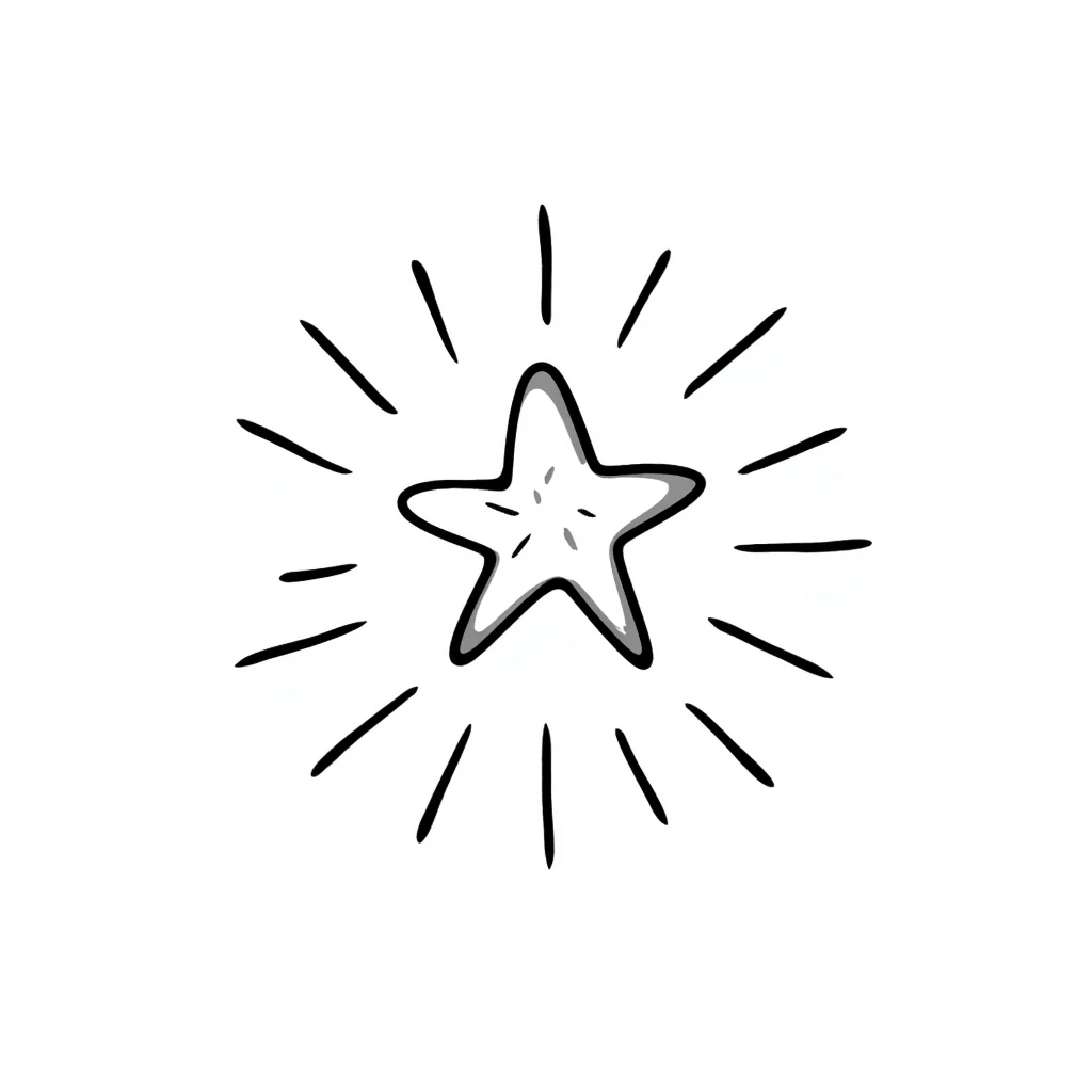 Hand-drawn bright star with shining rays emoji