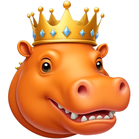 A orange hippo with a crown emoji